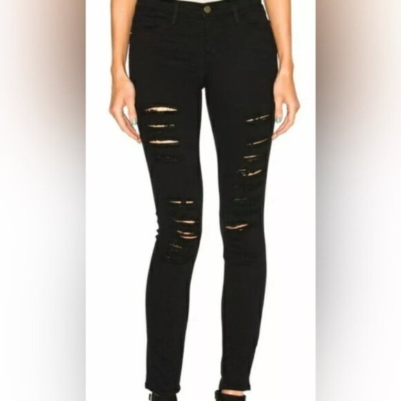 Frame Denim Le Skinny De Jeanne Distressed Jeans Sz 28 - Picture 1 of 13